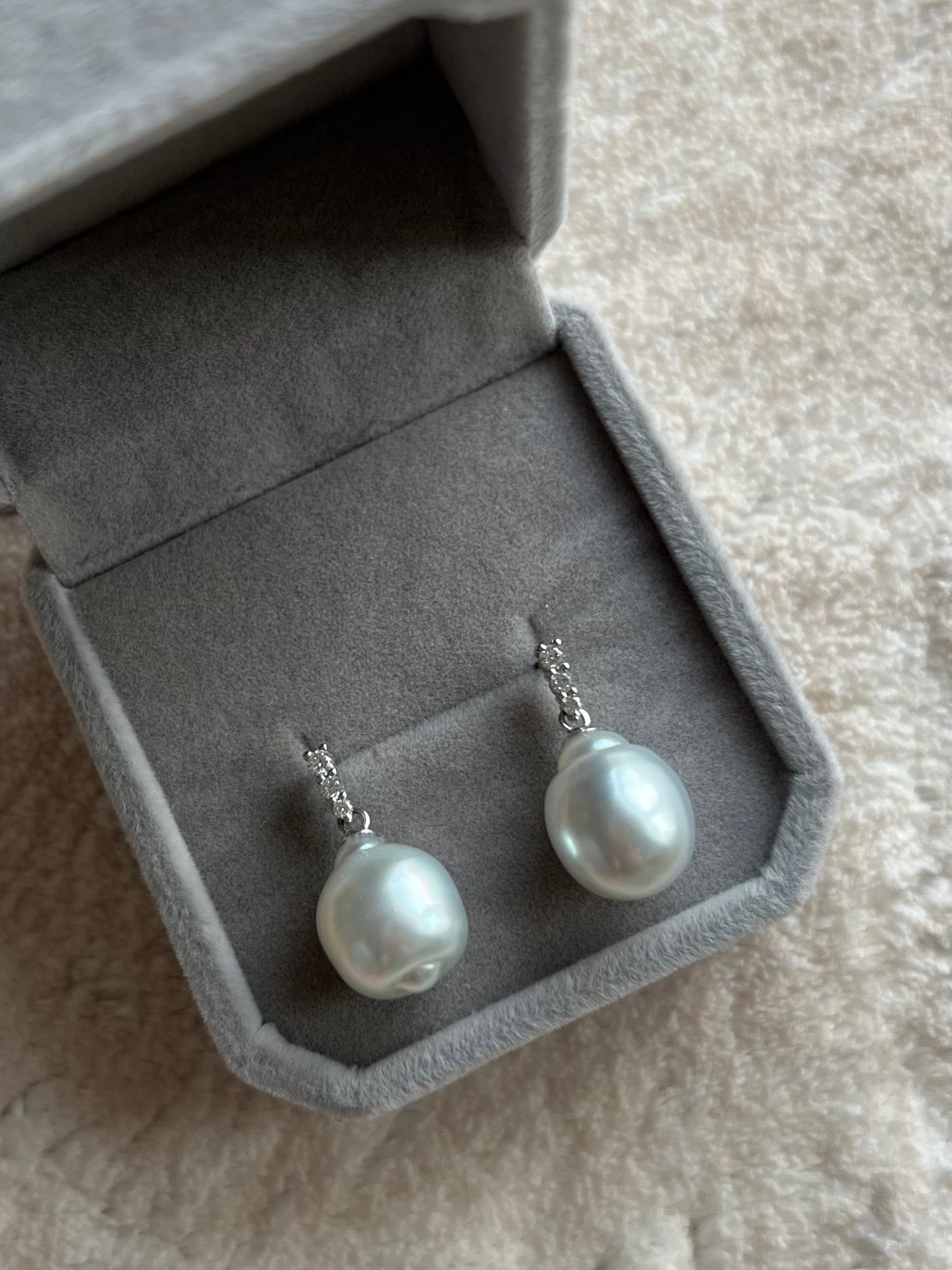 Moonlight - Australian White Baroque Pearl Earrings