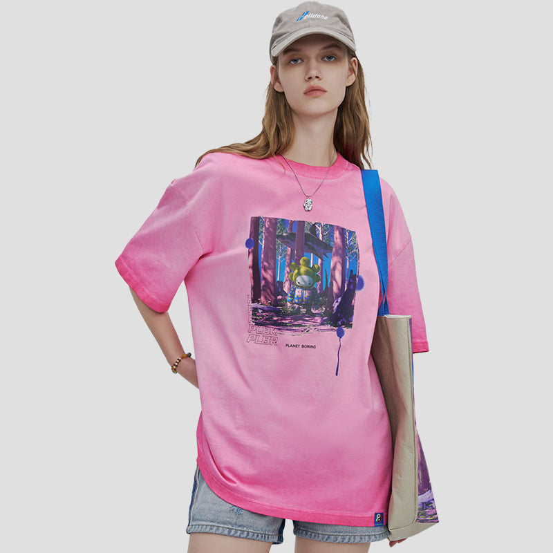 Forest Little Five Print Distressed T-shirt