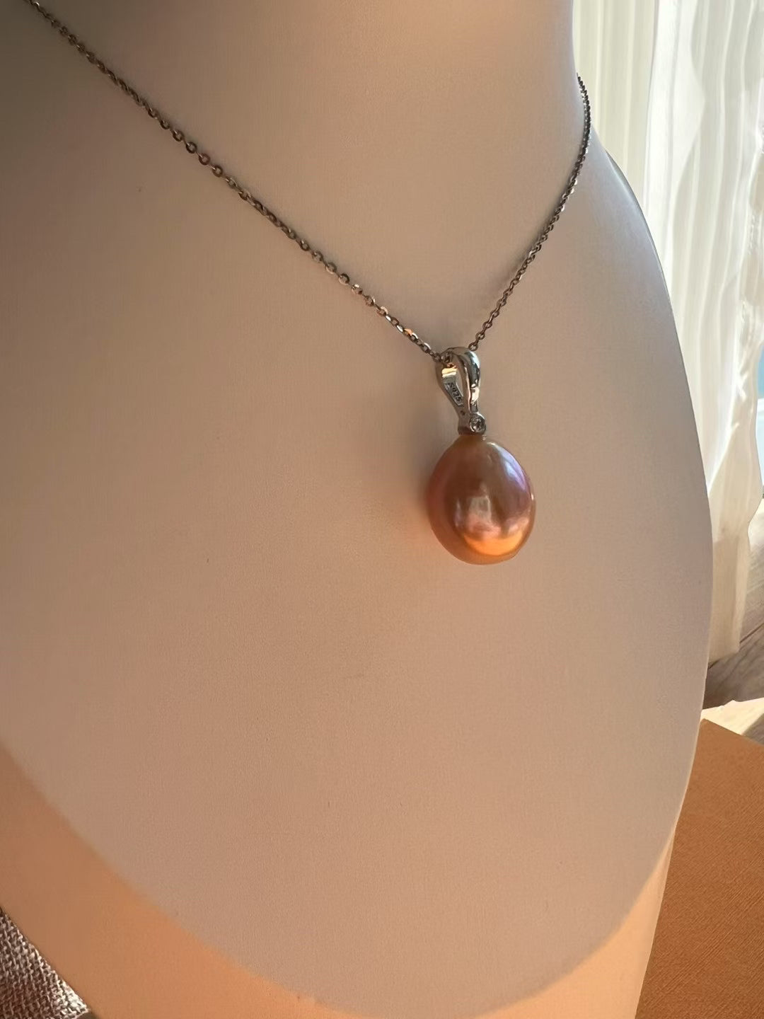 Moonlight-Champagne Glow Natural Drop Pearl Pendant