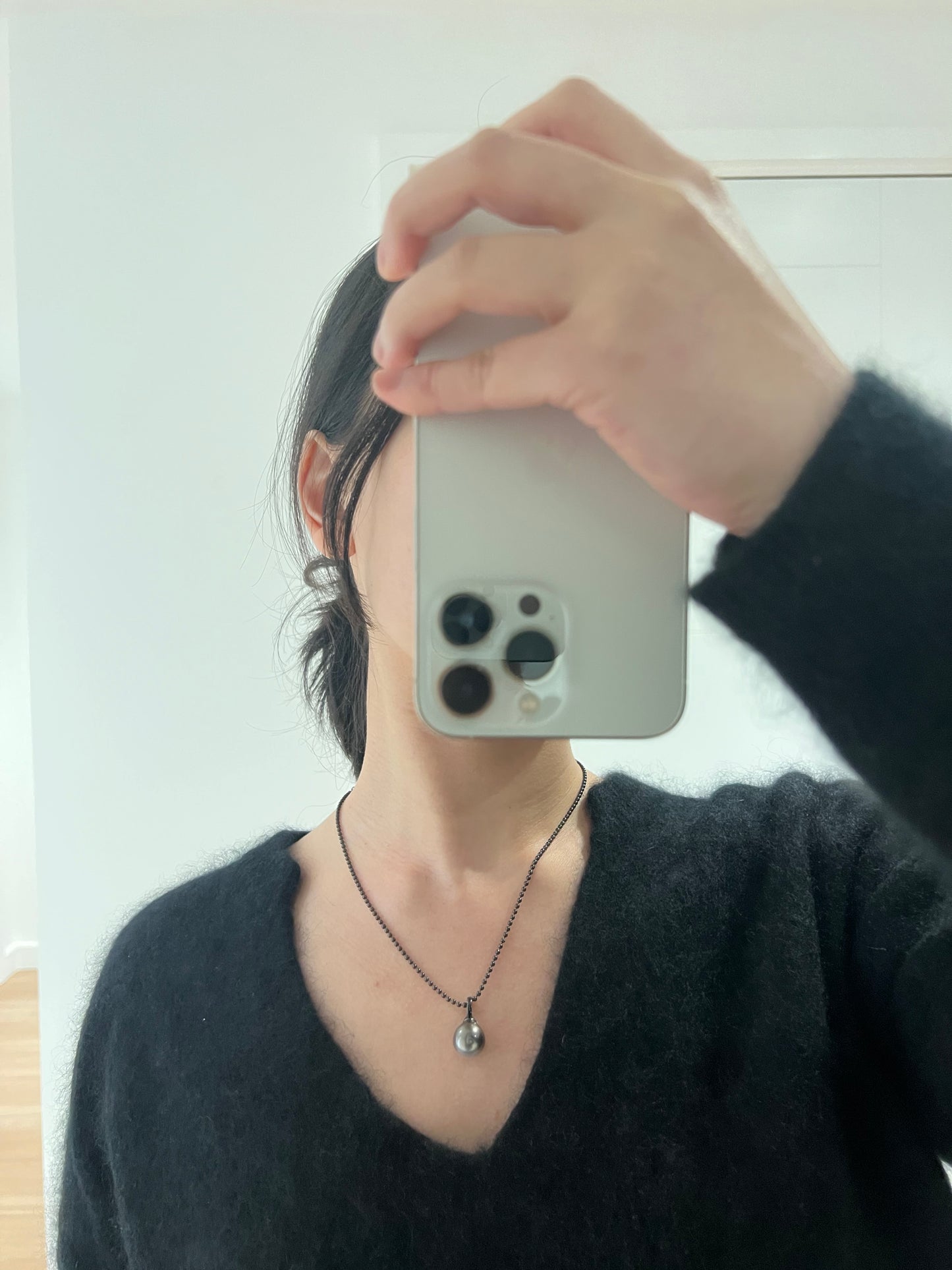 Tahitian black pearl drop shape flawless necklace 12.6mm