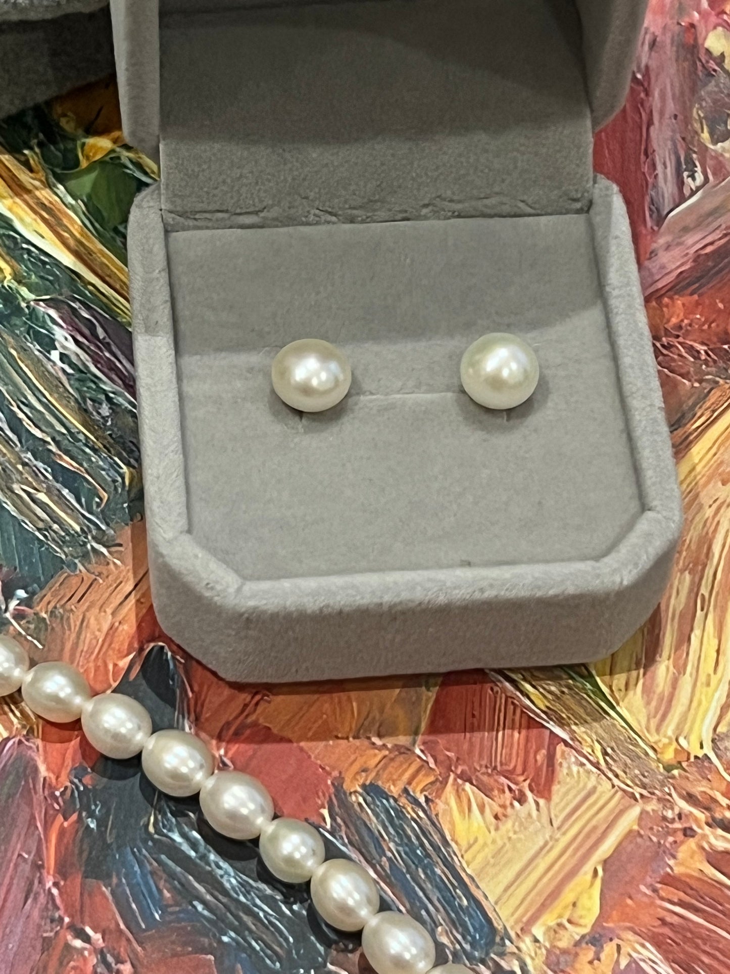 Moonlight-Natural Millet pearl necklace and freshwater White stud earrings with Sterling silver