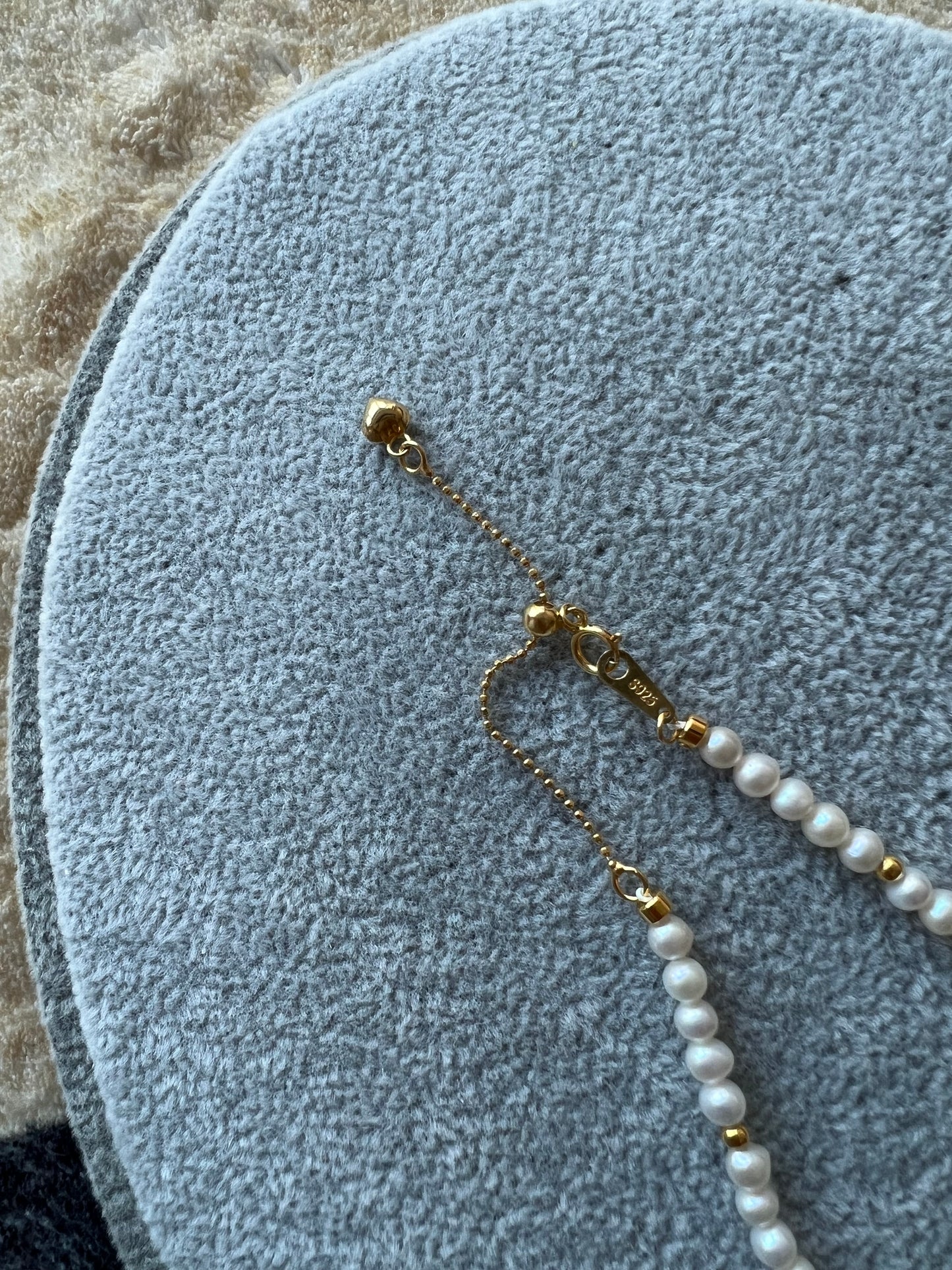 Freshwater baby pearl necklace 4mm high luster with gold-plated silver