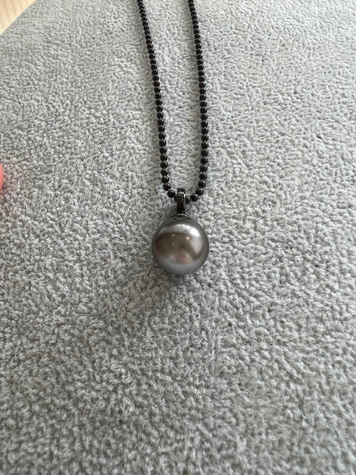 Tahitian black pearl drop shape flawless necklace 12.6mm