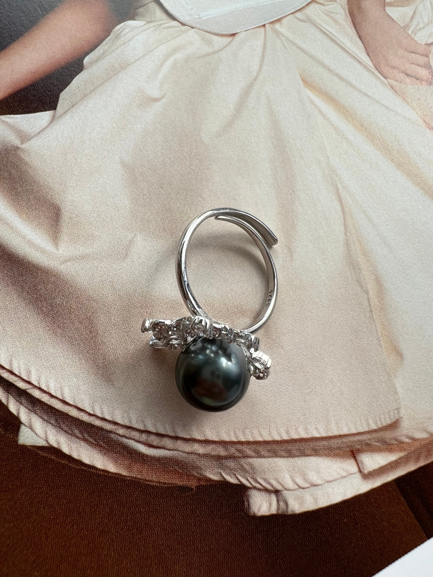 Moonlight - Genuine Tahitian Pearl In Sterling Silver Ring