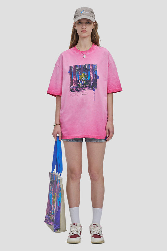 Forest Little Five Print Distressed T-shirt