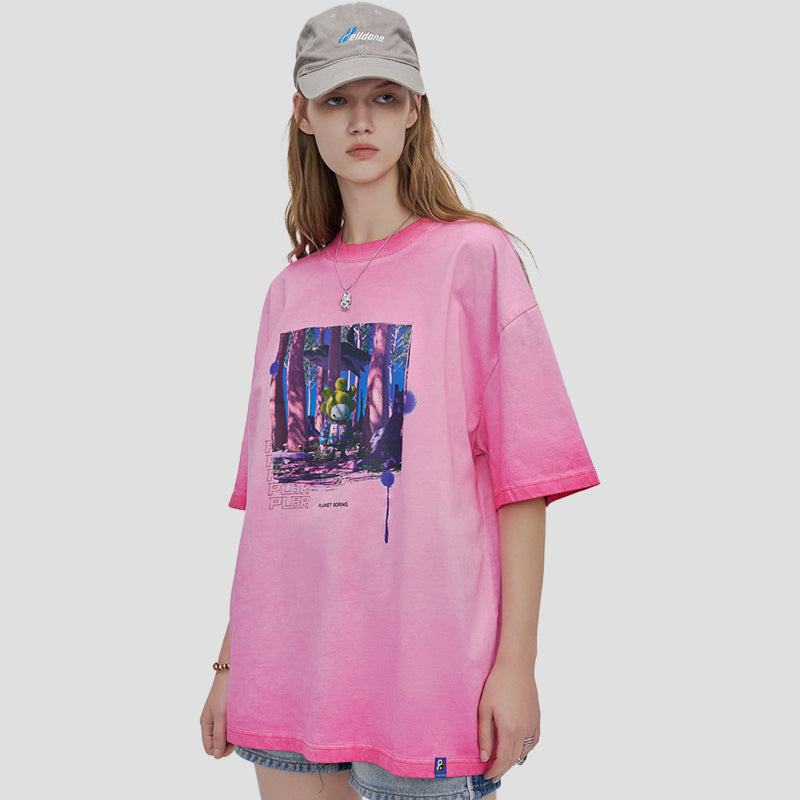 Forest Little Five Print Distressed T-shirt