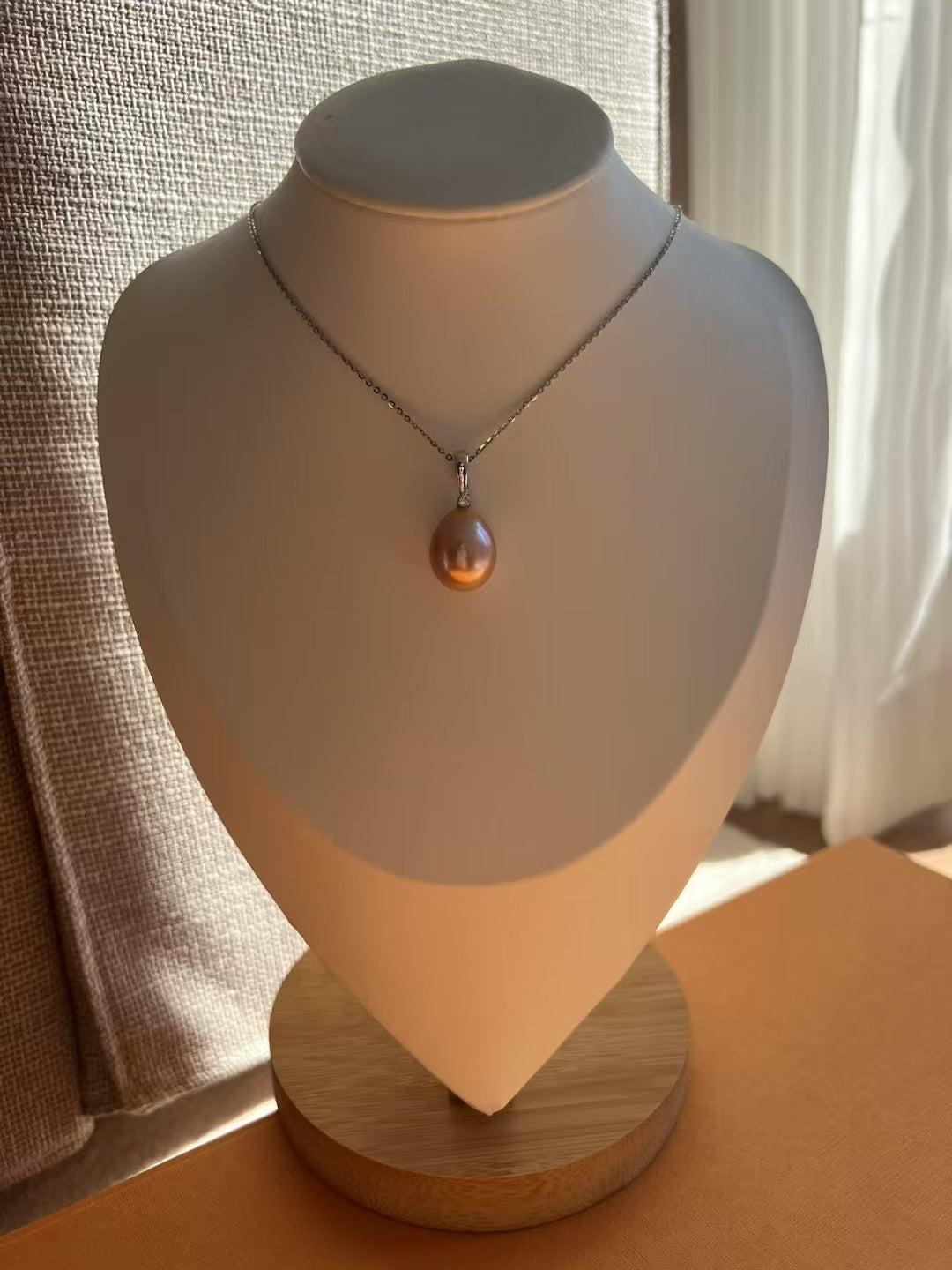 Moonlight-Champagne Glow Natural Drop Pearl Pendant